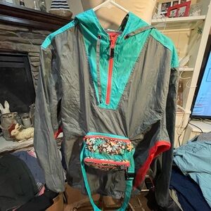 Chubbies Teal and Red Jacket with Floral Detail